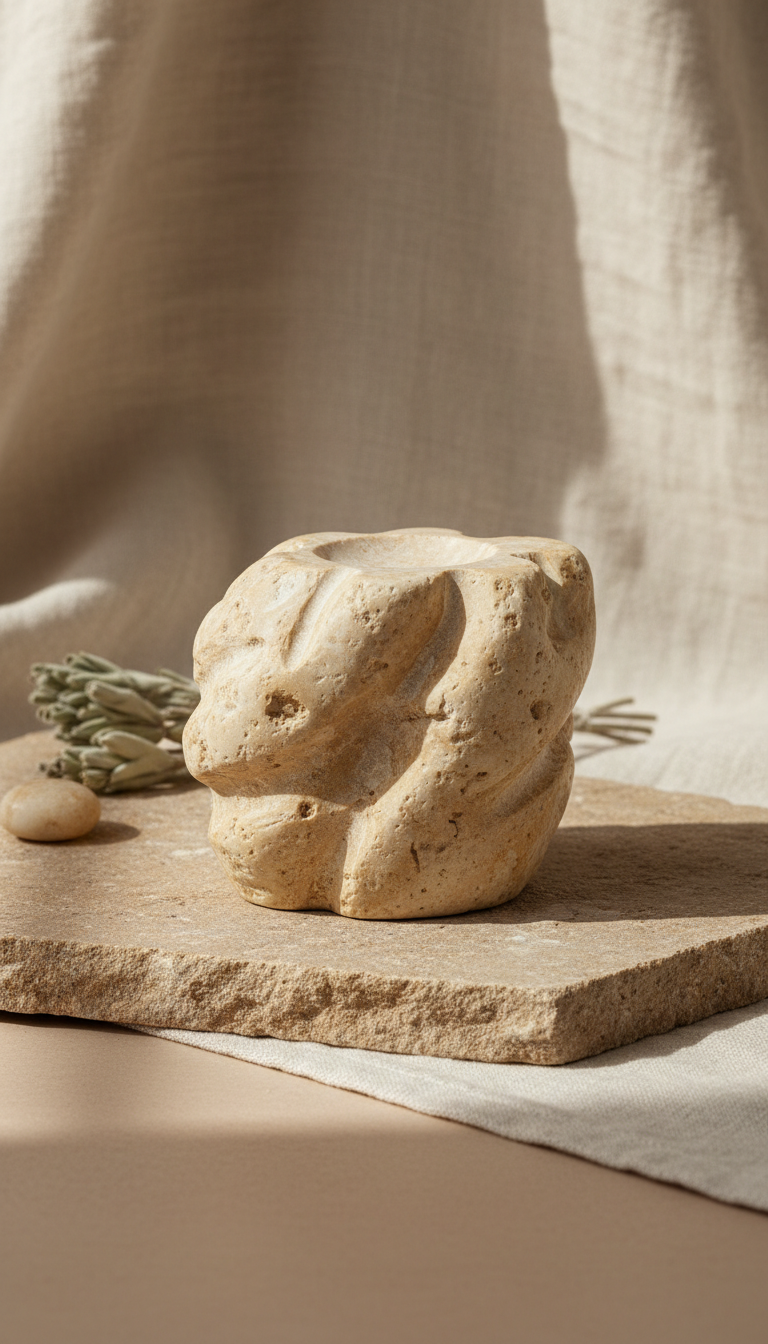Limestone Incense Holder Hand-Carved Skin Alchemists